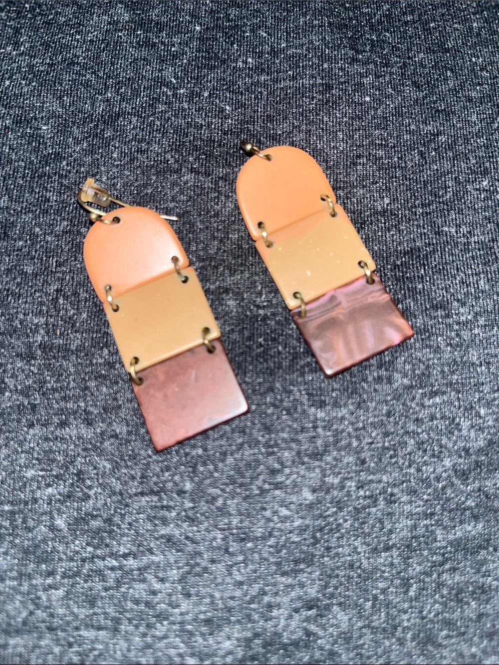 Women’s Tri-Tone Dangle Earrings - Peach, Tan & Brown